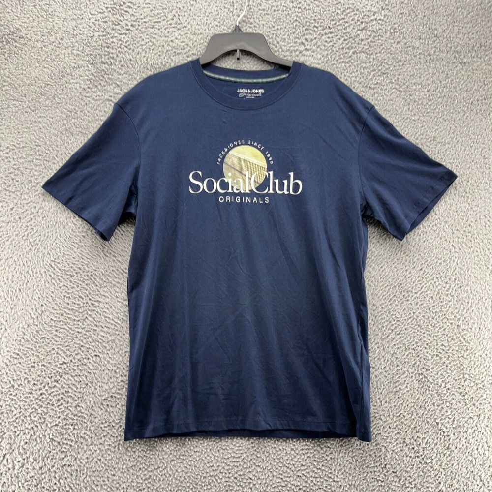 Jack & Jones T Shirts Mens Large Blue Short Sleeve‎ Top Round Neck New